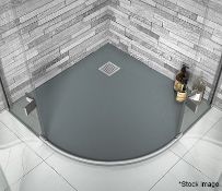 1 x SYNERGY 'Veloce Duo' Polymarble Quadrant Right-Handed Shower Tray, In Slate Grey - Dimensions: