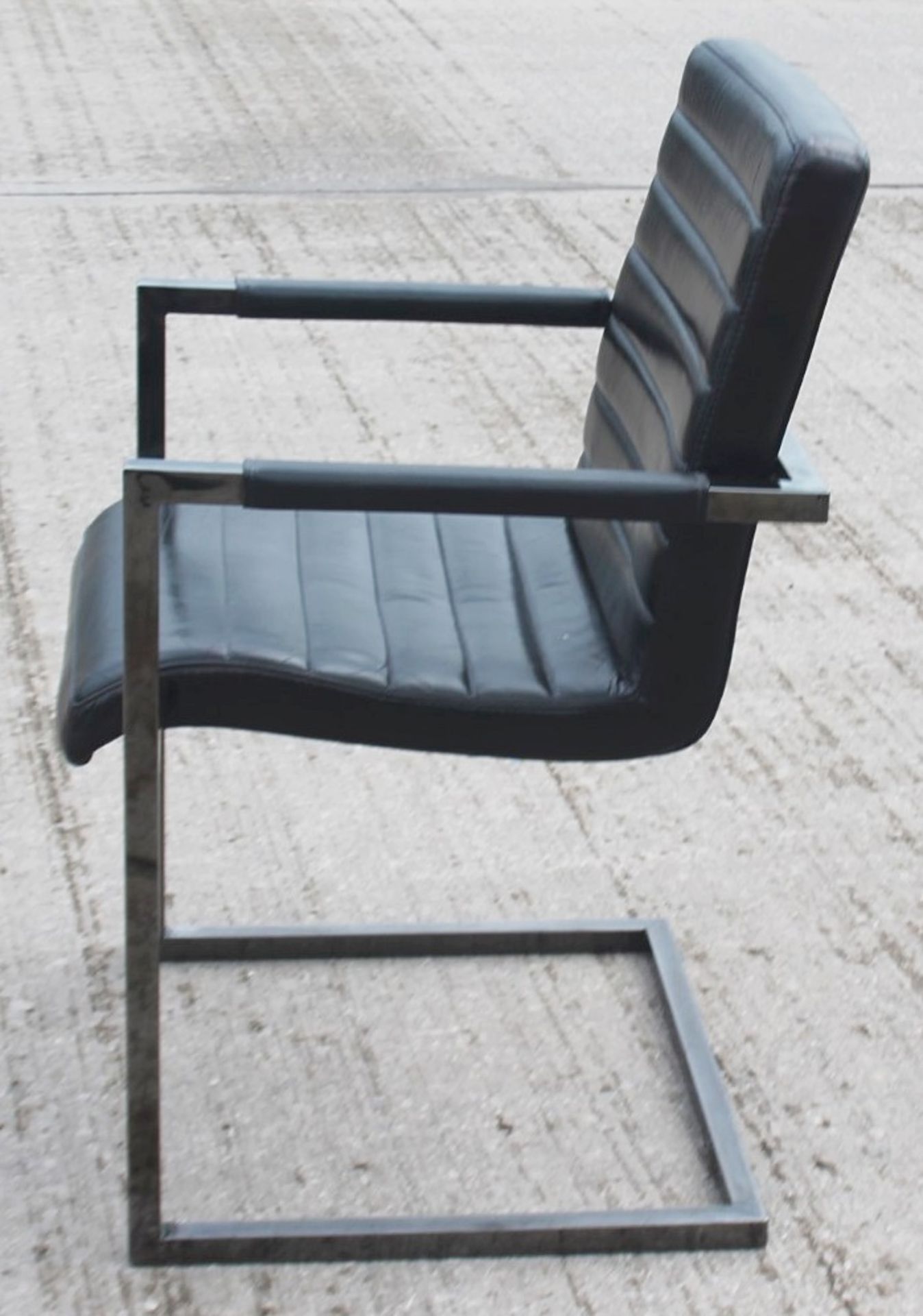 3 x Cantilever Ribbed Chairs In Black - Recently Relocated From An Exclusive Property - Ref: - Image 2 of 5