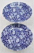 2 x BURLEIGH Blue Calico 16cm Plates - Handmade in Stoke-on Trent, England - Unused Boxed Stock -