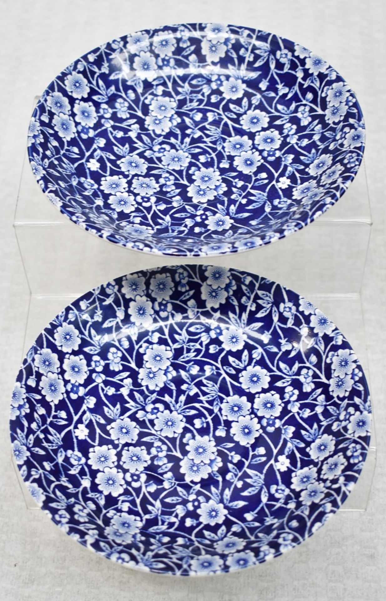 2 x BURLEIGH Blue Calico 16cm Plates - Handmade in Stoke-on Trent, England - Unused Boxed Stock -