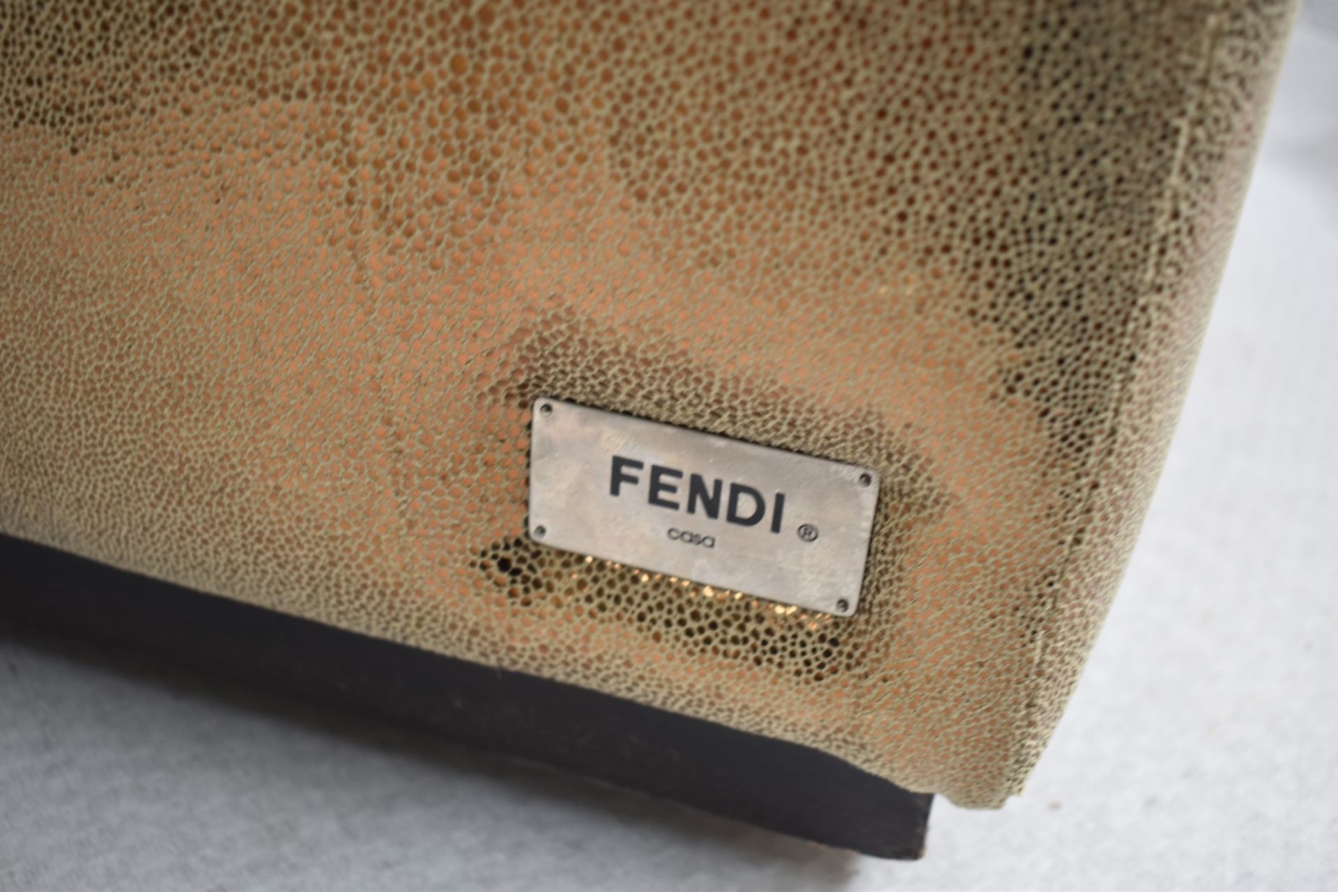 1 x FENDI CASA Signature FF Logo Pouff, Uphostered In A Premium GOLD Metallic Fabric - Ref: CNT783/ - Image 2 of 5