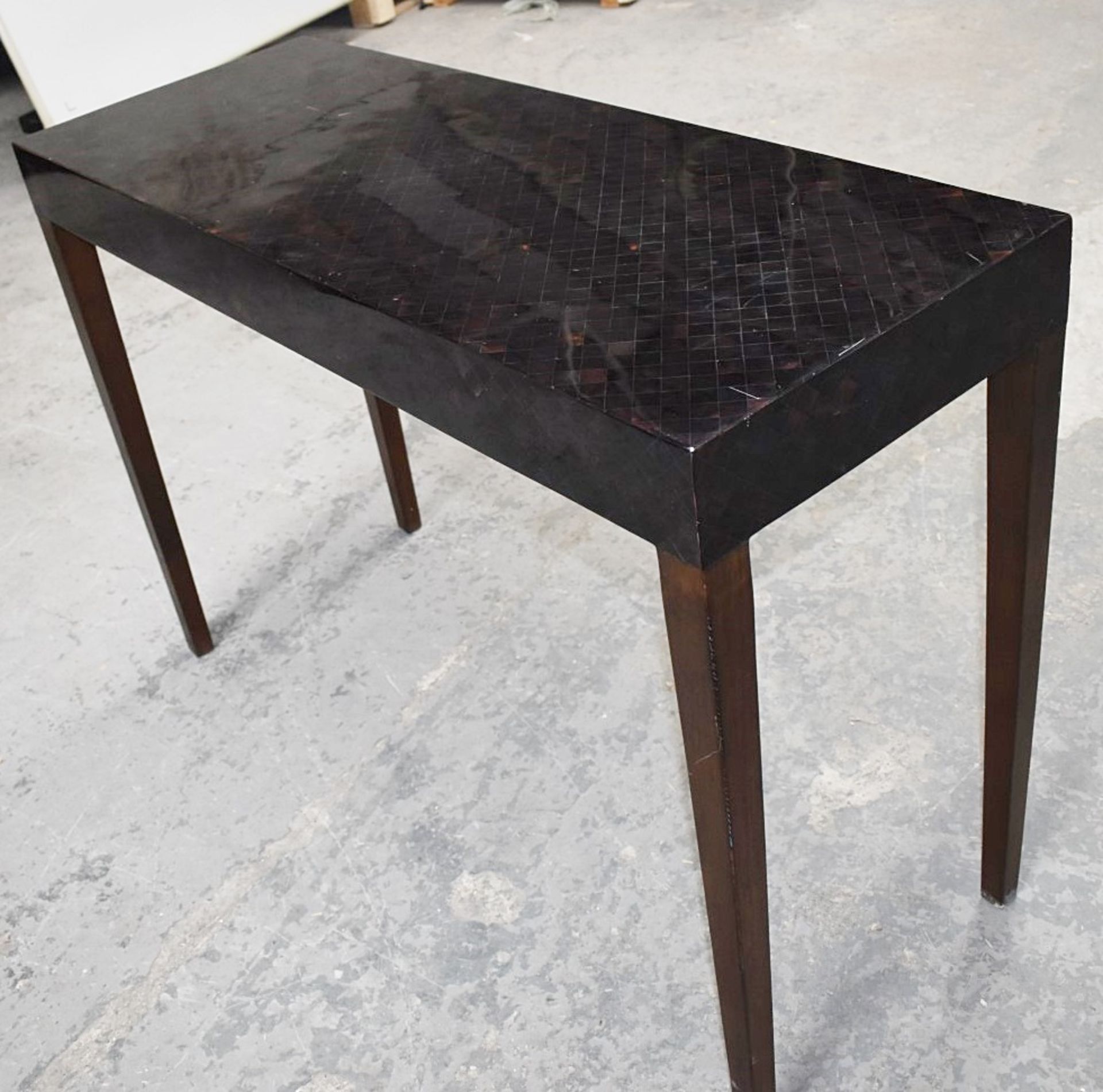 1 x Opulent Artisan Console Table With An Aubergine Hued Parquetry Laquered Top With Wenge Legs - NO - Image 2 of 6