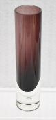 1 x Artisan Decorative Glass Flower Vase In Dark Purple - Ref: CNT766/WH2/C23 - CL845 - NO VAT ON