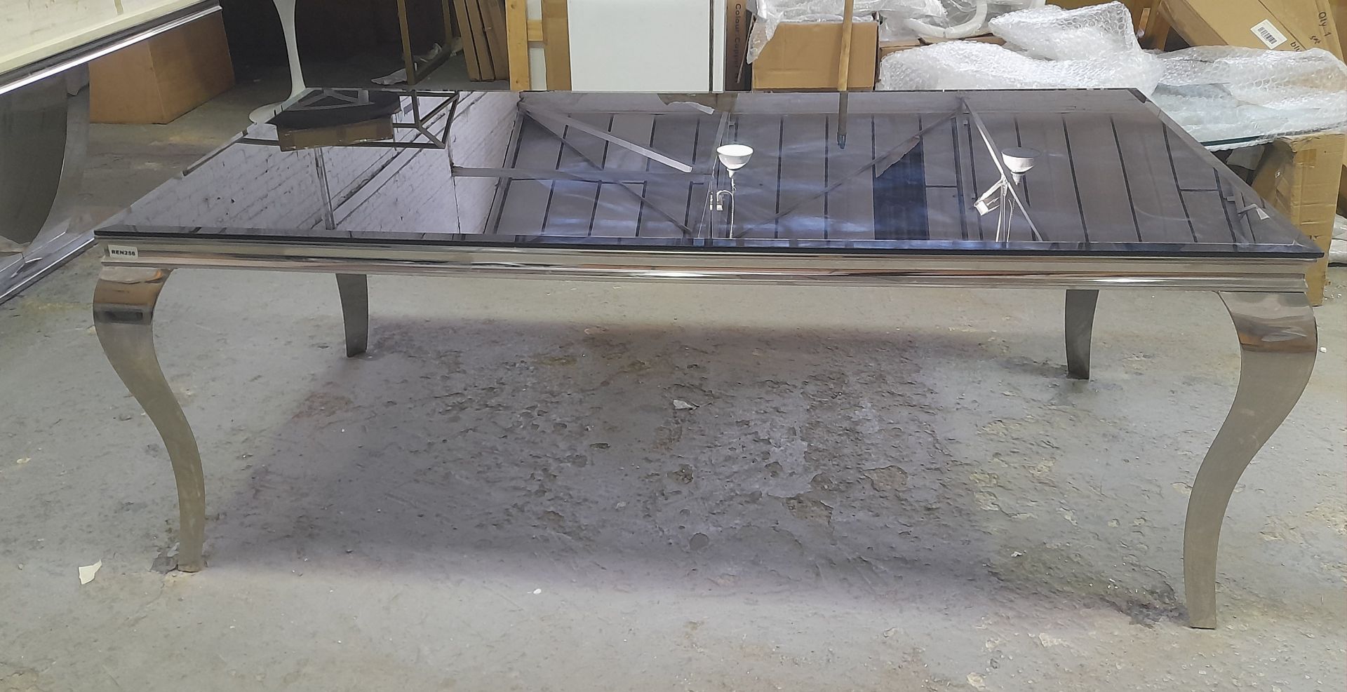 1 x Athena Glasstop Dining Table - Ref: REN256 - CL999 - NO VAT ON THE HAMMER - Location: Altrincham - Image 4 of 7
