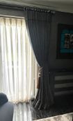 1 x Pair Of Beautiful Full Length Silk Slub Lined Curtains With Silver Pole And Rings