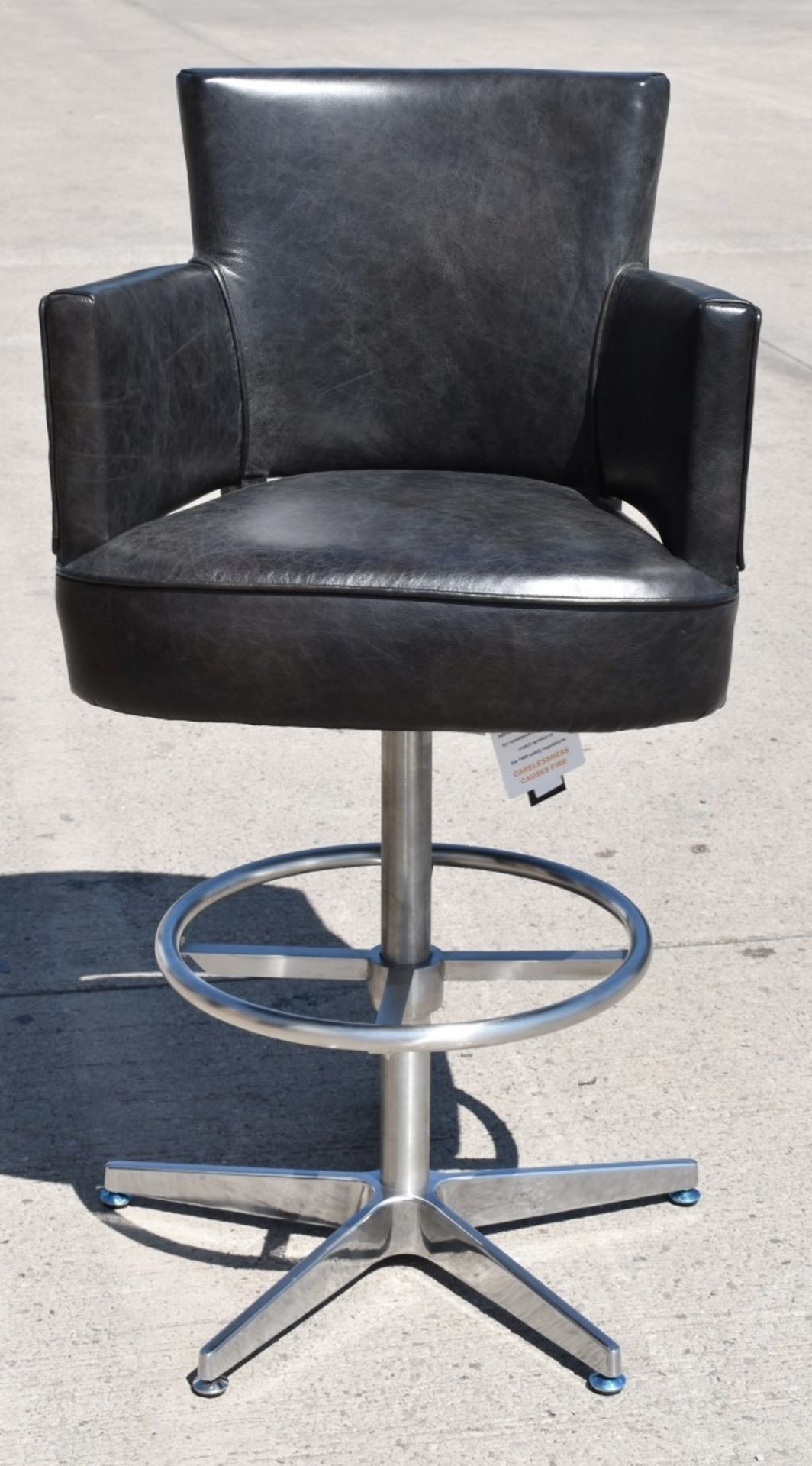 1 x TIMOTHY OULTON 'Swinderby' Luxury Distressed Black Leather Barstool  - Original Price £1,800 - Image 13 of 17