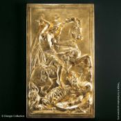 1 x GIORGIO COLLECTION Large St. George Luxury Plaster Bas Relief Hanging In Gold Leaf - RRP £2,628
