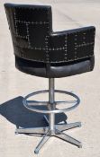 1 x TIMOTHY OULTON 'Swinderby' Luxury Distressed Black Leather Barstool  - Original Price £1,800