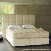 1 x VISPRING 'ATLAS' Luxury Floor Standing 6-Panel Faux Leather Upholstered Headboard - Colour: