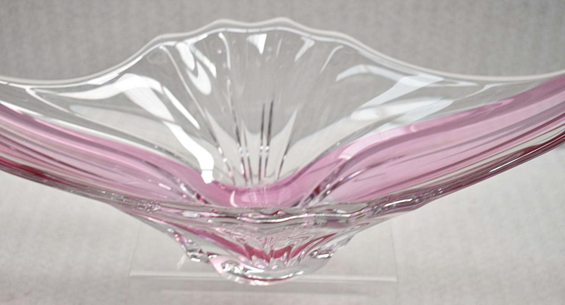 1 x Artisan Hand-blown Decorative Clear Glass Bowl With A Pink Ripple Motif - Ref: CNT756/WH2/ - Bild 3 aus 6