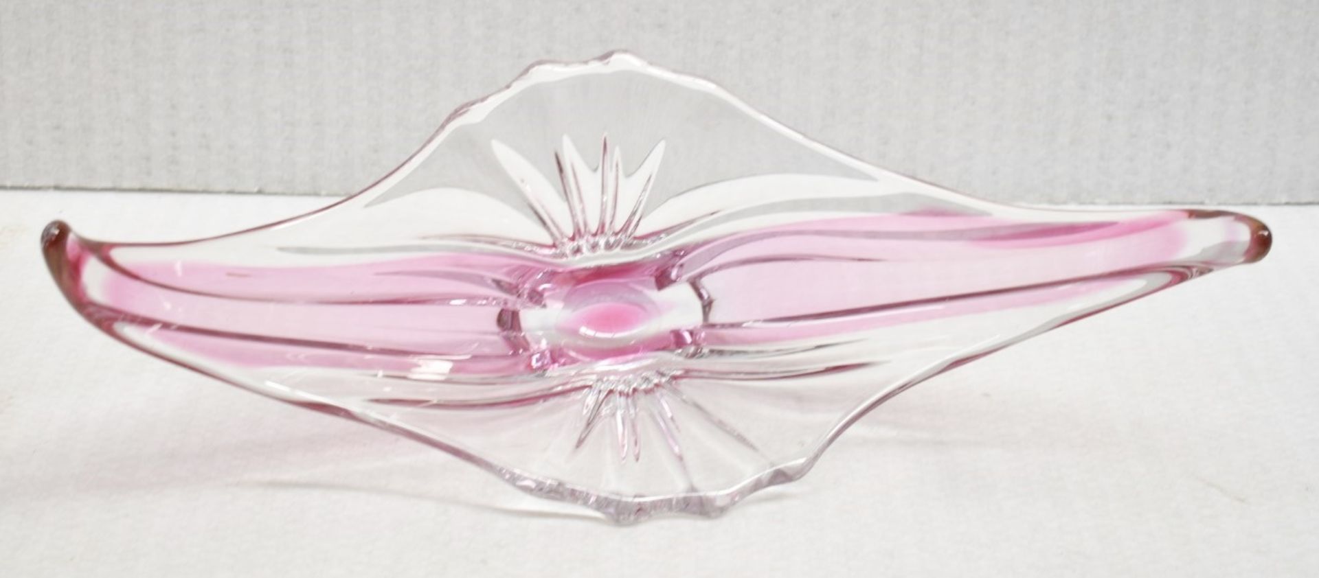 1 x Artisan Hand-blown Decorative Clear Glass Bowl With A Pink Ripple Motif - Ref: CNT756/WH2/ - Bild 6 aus 6