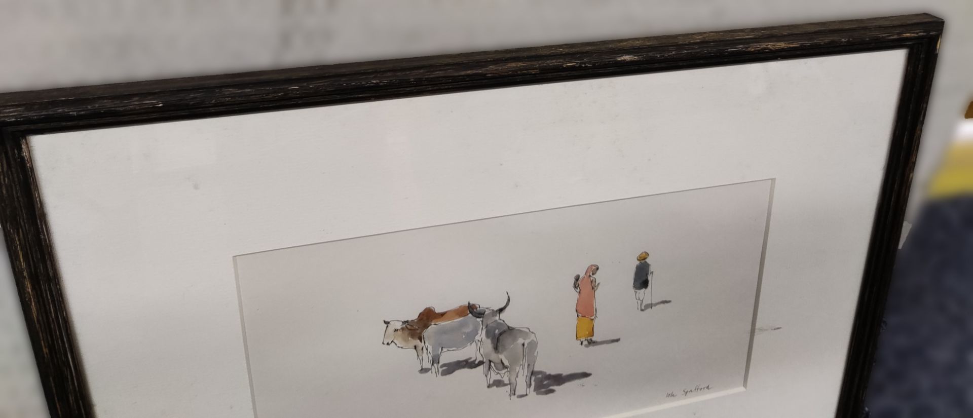 1 x Indian Cattle Watercolour by Iola Spafford - Ref: CNT434 - CL845 - Location: Altrincham WA14 - Bild 5 aus 9
