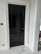 1 x SOLID OAK Black Gloss Fire Door And Stainless Steel Hardware