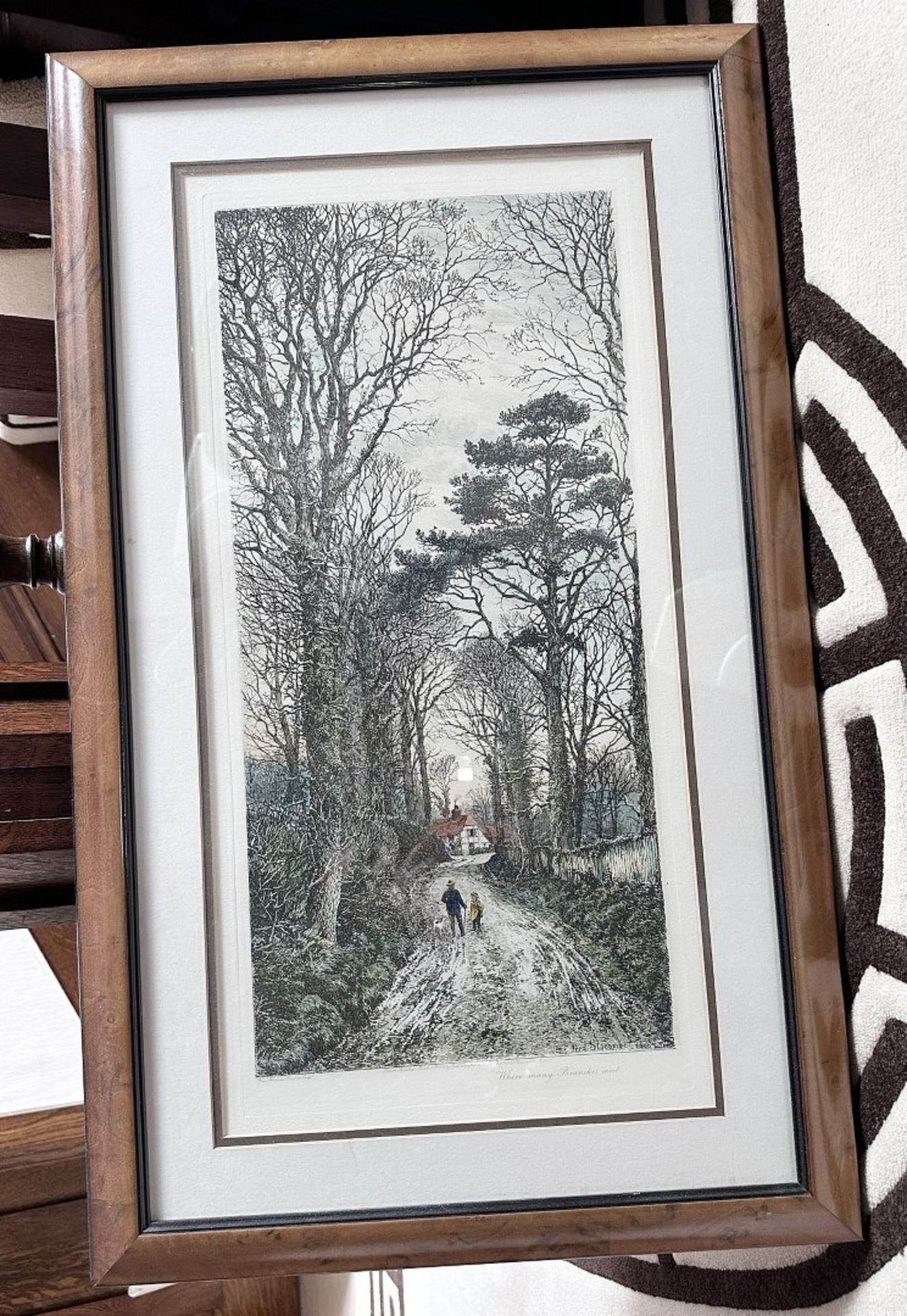 1 x FRED SLOCOMBE Etching Framed Print  "Where Many Branches Meet", 1888