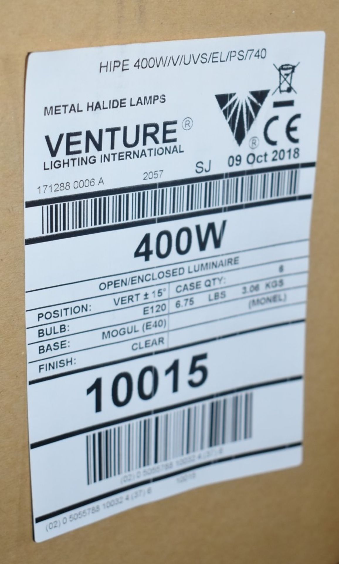 6 x Venture HIPE Elliptical Metal Halide Lamps - Type: 400W/V/UVS/EL/PS/740 - New Stock - RRP £216 - Image 2 of 3
