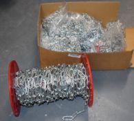 1 x Assorted Lot of Link Chain - Includes 175' Link Chain Reel, 20 Bags of Chain and Box of Chain