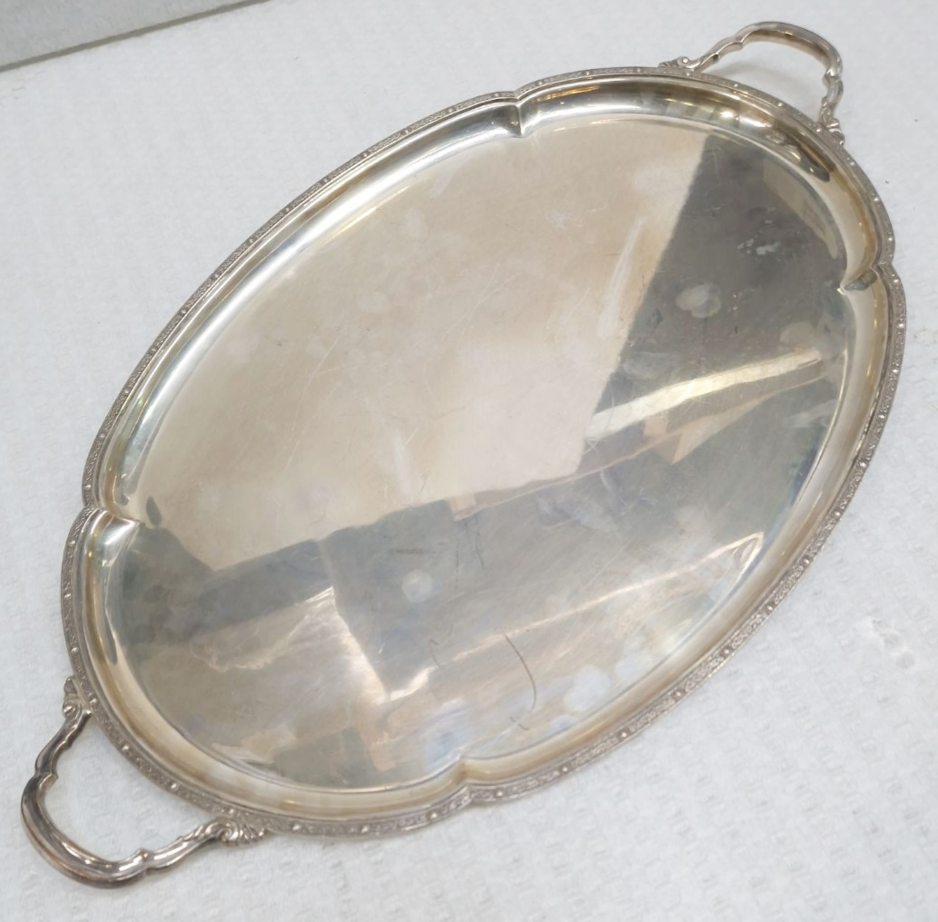 1 x FRANK COBB Silver Shaped Oval Tray with Handles & Vintage Rosenthal Mocha-Demitasse 50cm