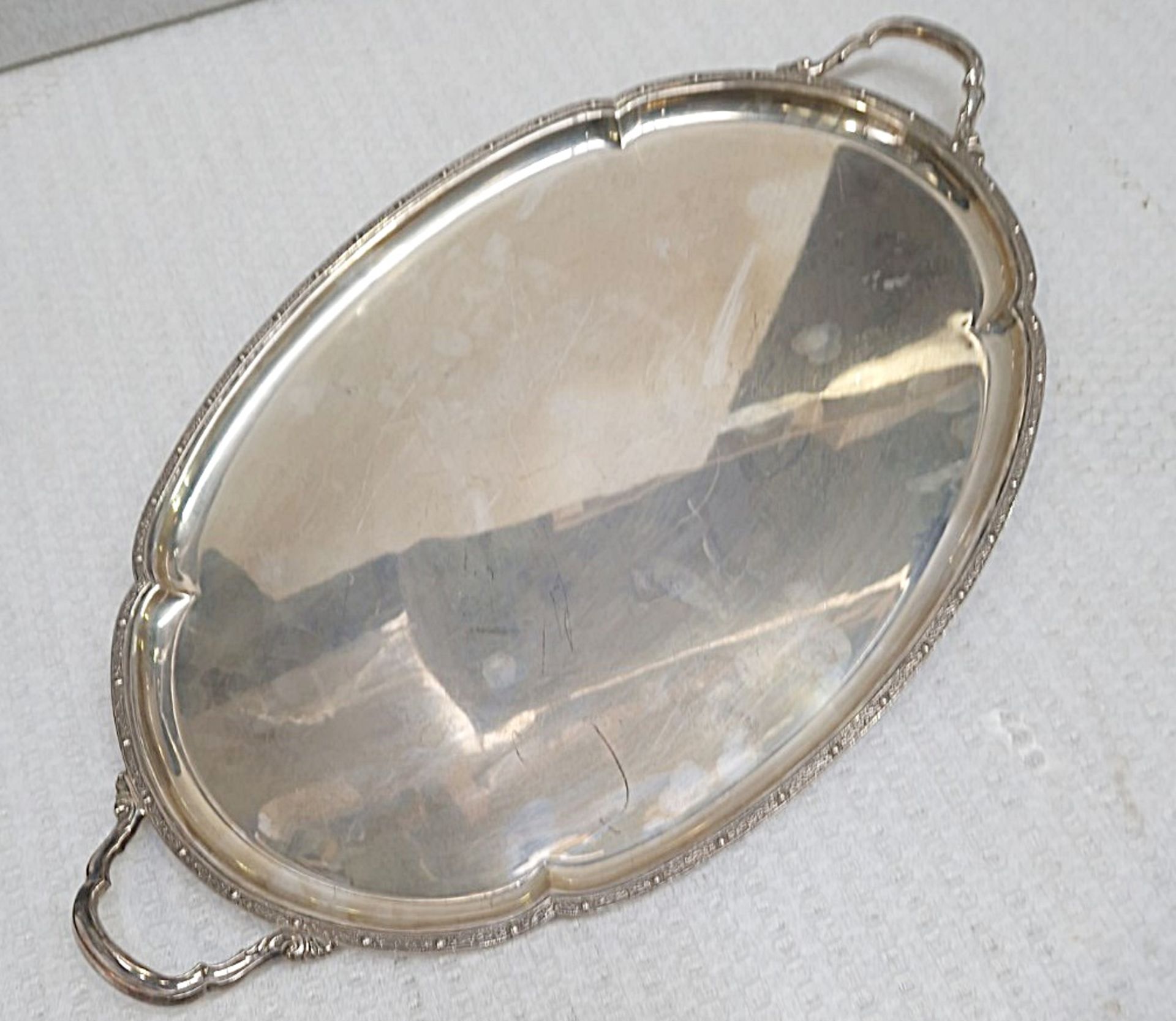 1 x FRANK COBB Silver Shaped Oval Tray with Handles & Vintage Rosenthal Mocha-Demitasse 50cm - Image 6 of 6