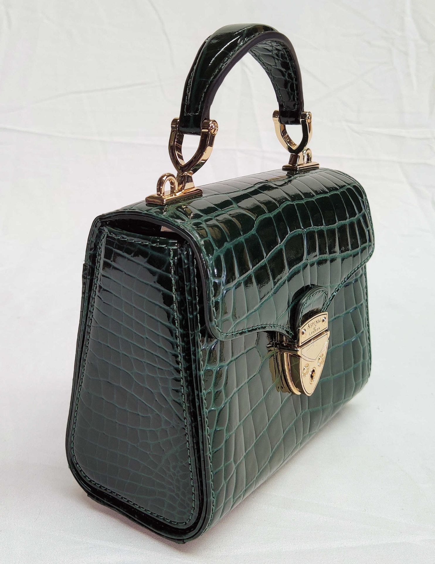 1 x ASPINAL OF LONDON Mayfair Mini Bag - Evergreen Patent Croc - Boxed - Original RRP £495 - Ref: - Image 4 of 21