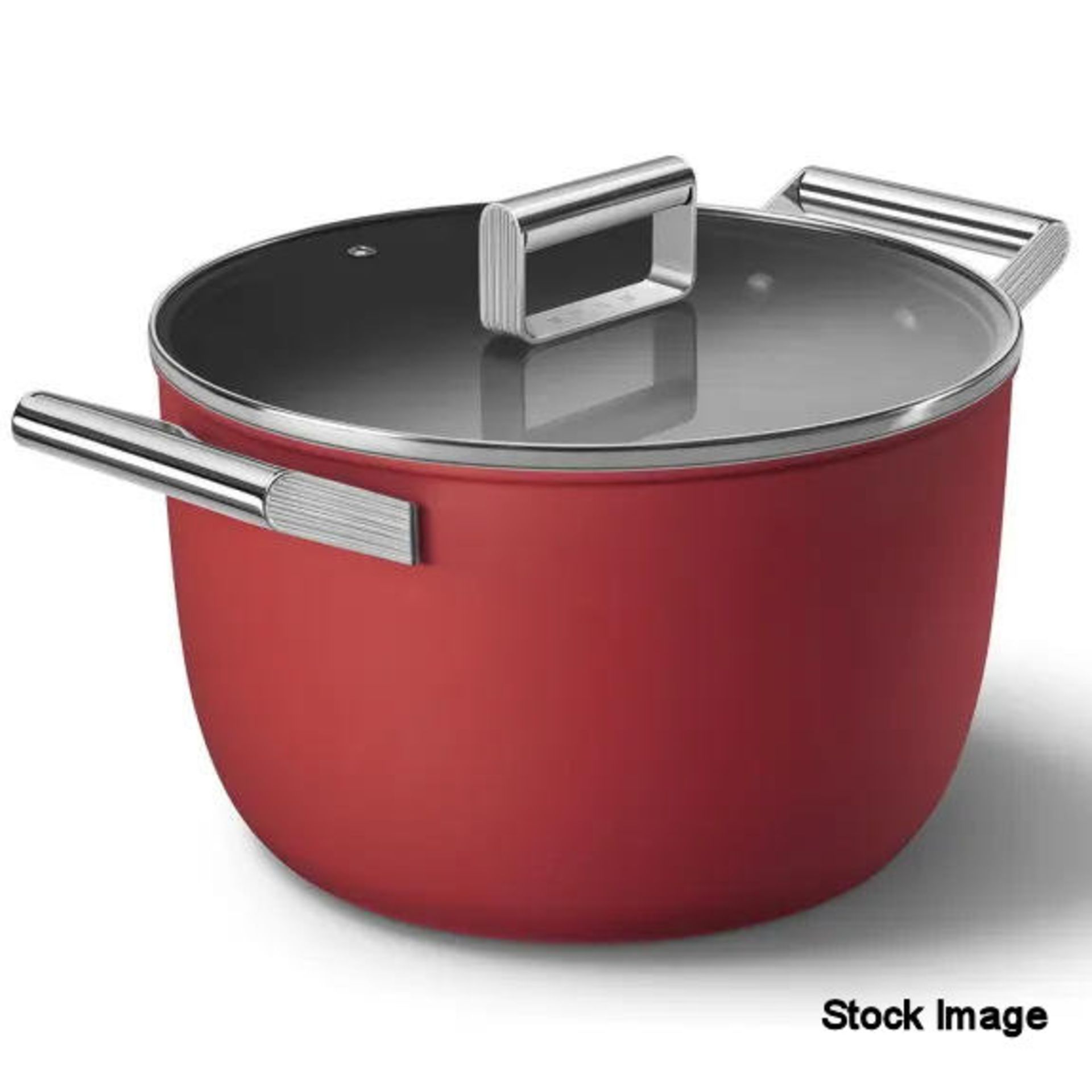 1 x SMEG Red Non-Stick Casserole Dish With Lid - 26Cm - Original RRP £179.00