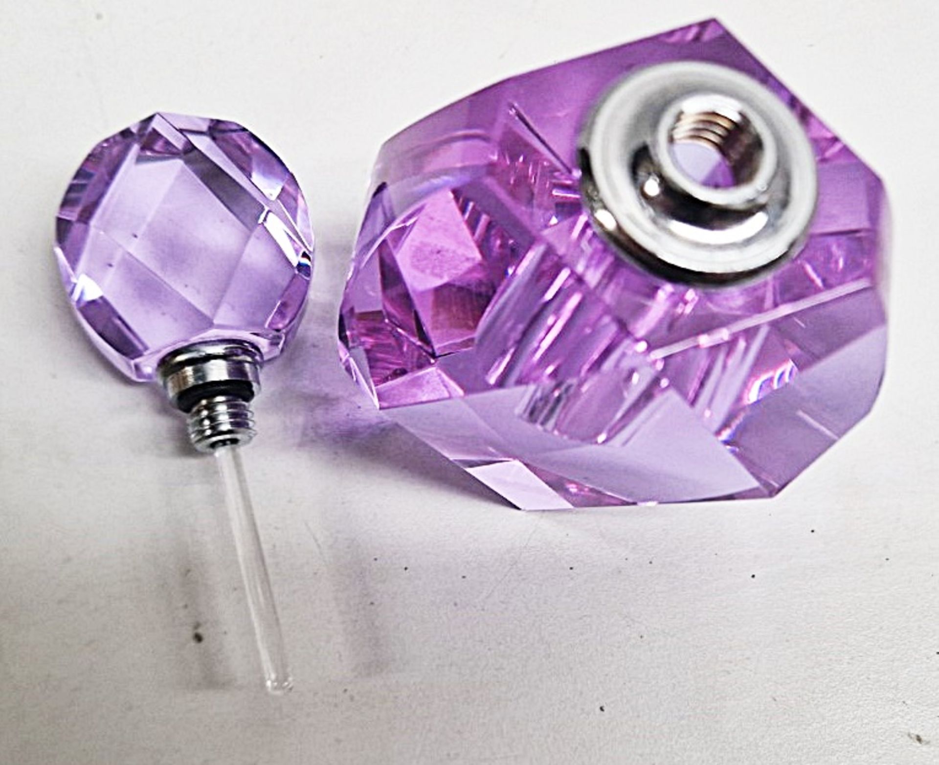 1 x Beautiful Purple Crystal Glass Perfume Bottle With Dauber And Threaded Stopper - Image 2 of 6