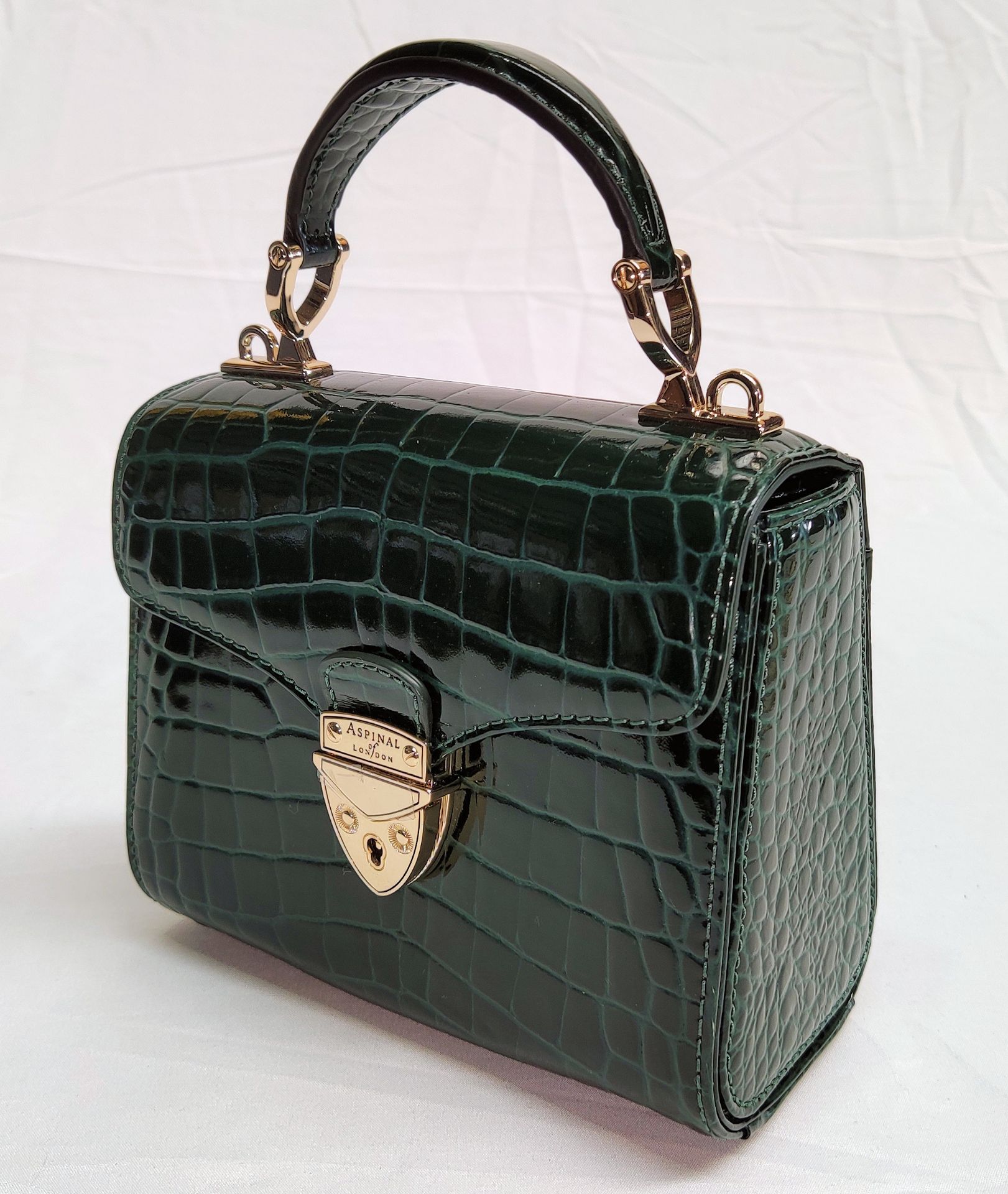 1 x ASPINAL OF LONDON Mayfair Mini Bag - Evergreen Patent Croc - Boxed - Original RRP £495 - Ref: - Image 2 of 21