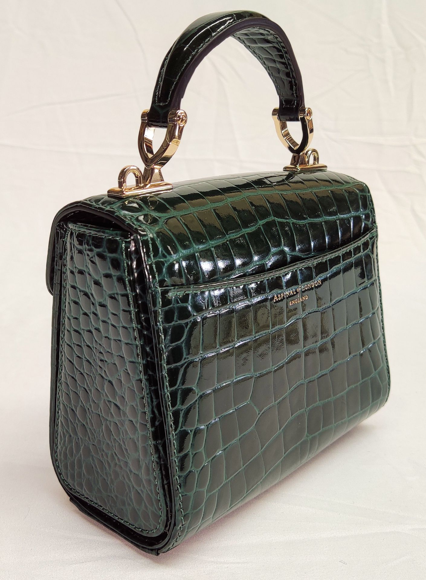 1 x ASPINAL OF LONDON Mayfair Mini Bag - Evergreen Patent Croc - Boxed - Original RRP £495 - Ref: - Image 6 of 21