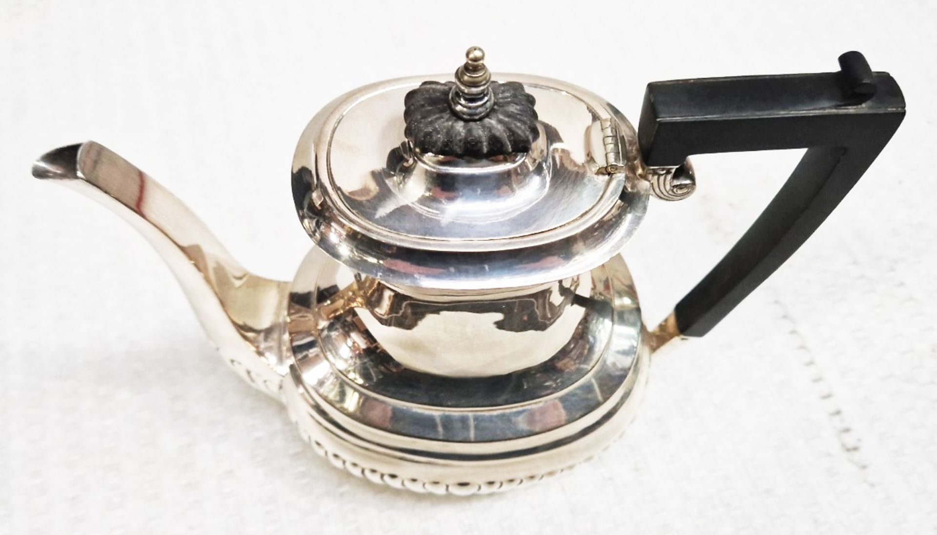 1 x Edwardian Style Silver Plated Tea Pot Set With Creamer and Sugar Pot - Bakelite details - Image 7 of 9