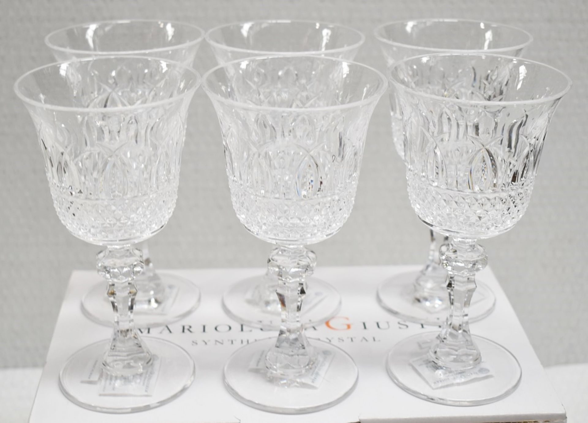 Set of 6 x MARIO LUCA GIUSTI 'Italia' Synthetic Clear Crystal Wine Glasses (180ml) - Original - Image 6 of 8