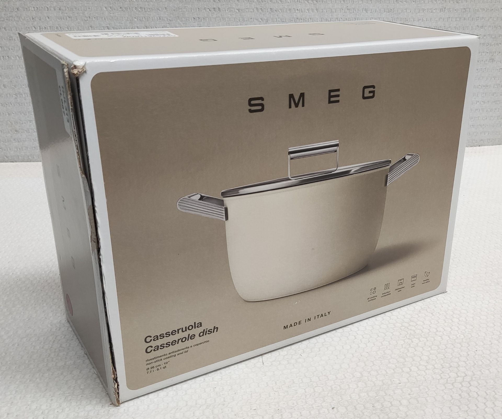 1 x SMEG Red Non-Stick Casserole Dish With Lid - 26Cm - Original RRP £179.00 - Image 9 of 10