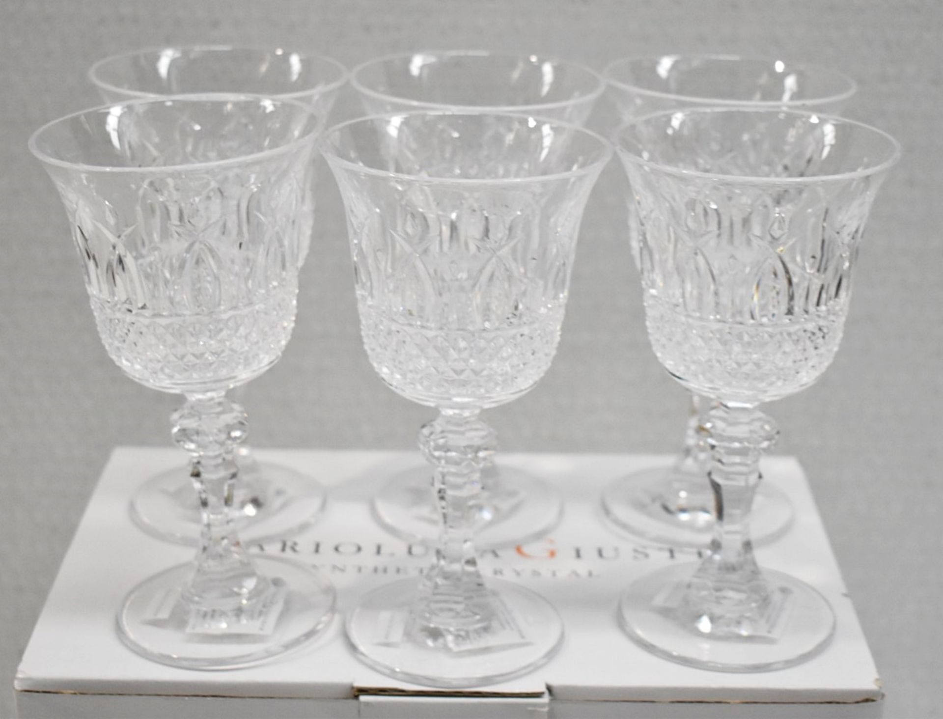 Set of 6 x MARIO LUCA GIUSTI 'Italia' Synthetic Clear Crystal Wine Glasses (180ml) - Original - Image 4 of 8