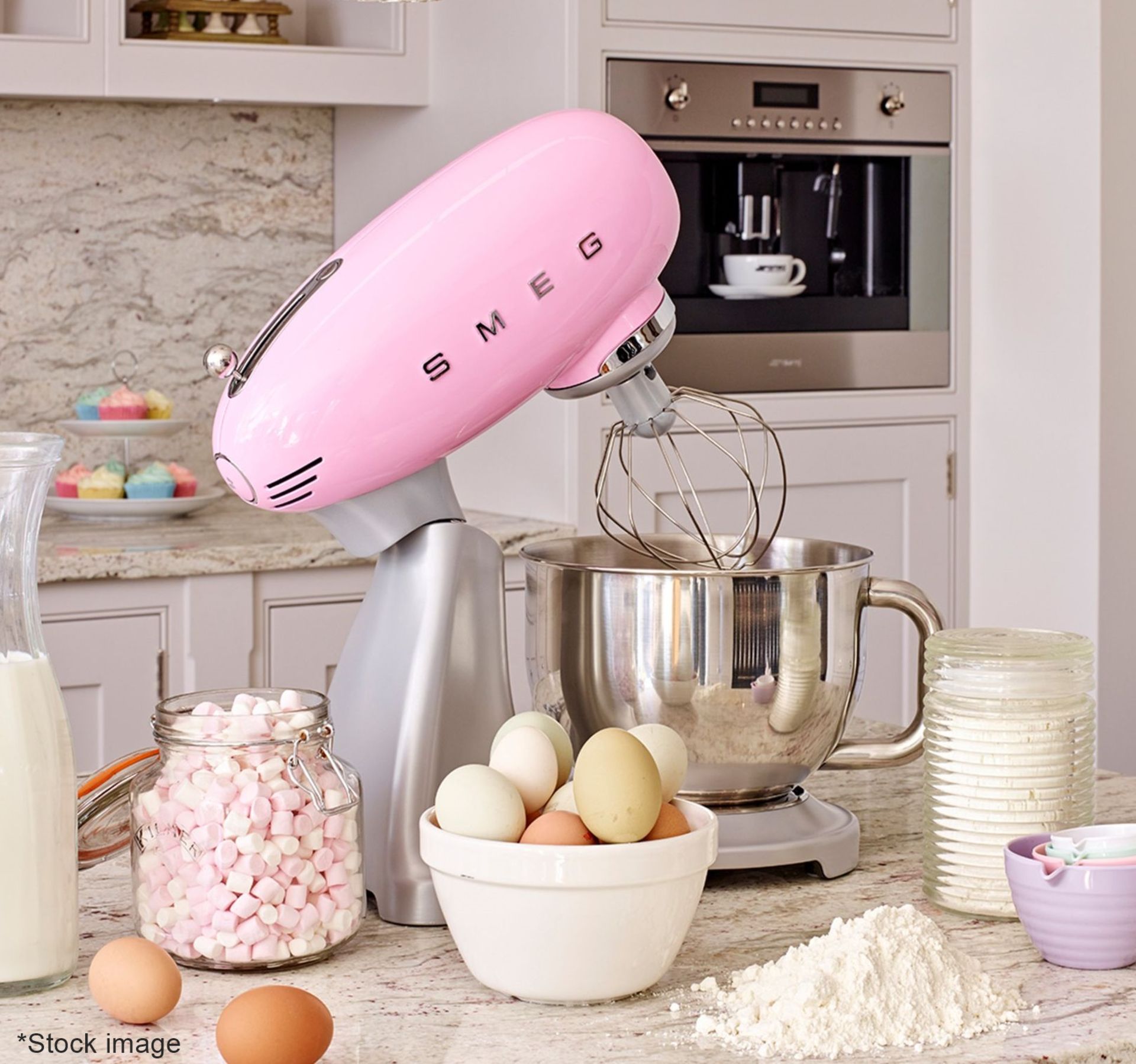 1 x SMEG 50s Style Stainless Steel Stand Mixer In Pale Pink (4.8L) - Original Price £449.00