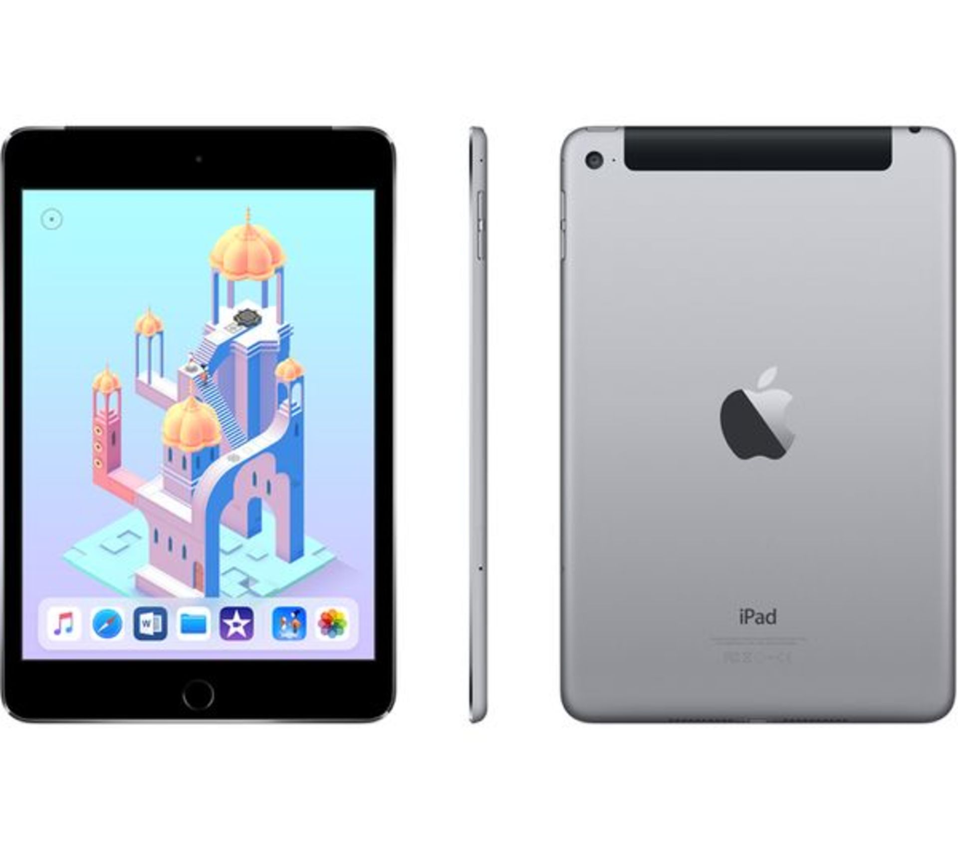 1 x Apple iPad Mini 4 Cellular - 128gb in Space Grey - Model MK8D2B/A - A8 Processor - 7.9" Screen - Image 3 of 4