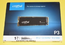 1 x Crucial P3 1TB PCIe NVMe M.2 SSD Hard Drive - New in Original Packaging / Sealed