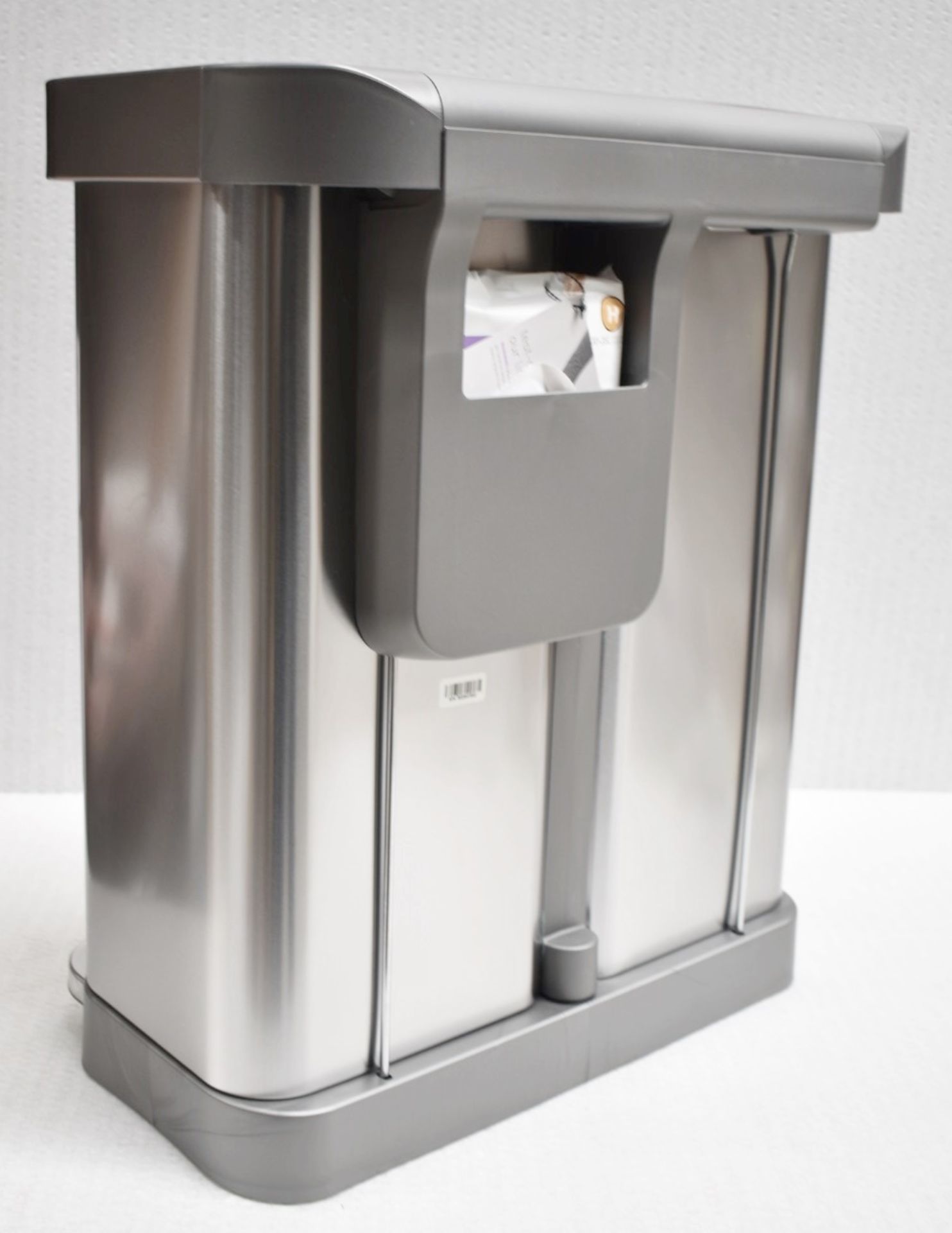 1 x SIMPLEHUMAN Rectangular Dual Compartment Pedal Bin (58L) - Original Price £200.00 - Unused Boxed - Image 8 of 10