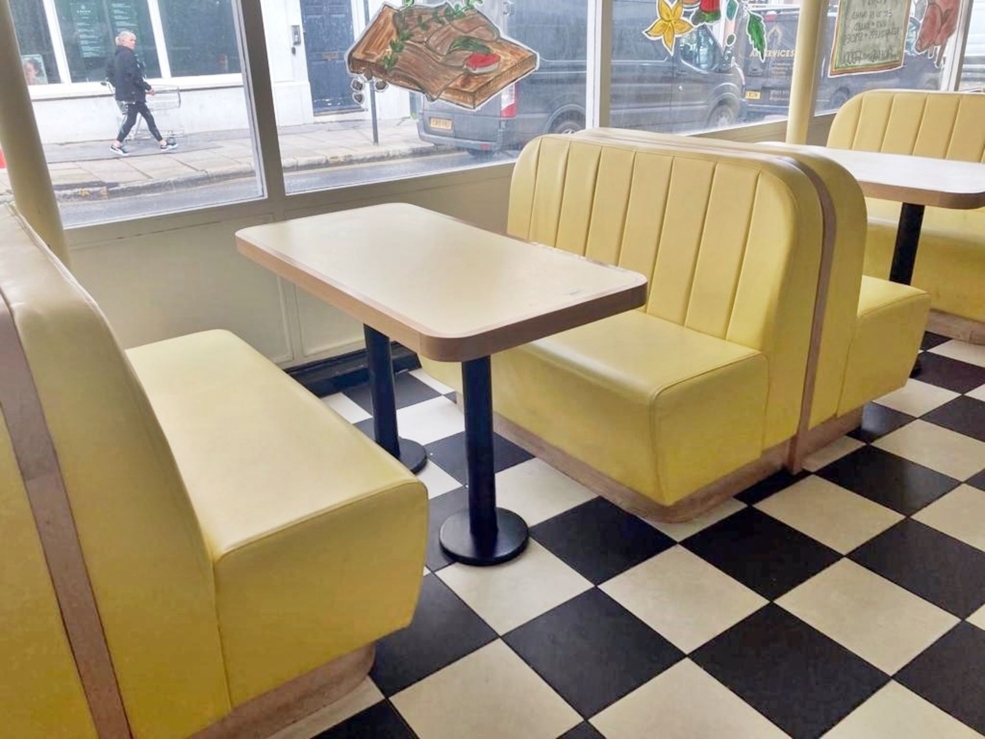 8 x Restaurant Dining Chairs With Chrome Bases and Faux Leather Upholstery Finished in Lemon and - Image 2 of 7
