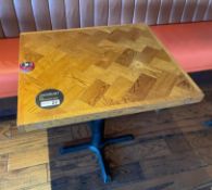 7 x Restaurant Dining Tables With Parquet Tops - Includes 6 x Two Peron and 1 x Four Person Tables -