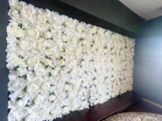 1 x Artificial White Rose Flower Wall Panel - Approx Size: 180 x 100 cms