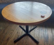 2 x Round Wooden Restaurant Tables With Cast Iron Bases