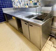 1 x Large Commercial Kitchen Cookstation Featuring a Twin Tank Fryer, Chip Dump & Baine Marie