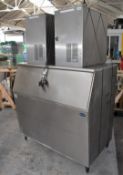 1 x Commercial Ice Maker With a Follett 431kg Ice Hopper and Two Ice Cool ICS700 Ice Making Heads
