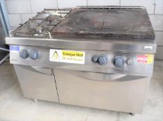 1 x Zanussi Gas Range Cooker With Two Burners and Contact Hot Plate - Stainless Steel Exterior