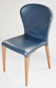 1 x PORADA 'Astrid' Italian Designer Leather Upholstered Chair, In Blue - Original RRP £1,110