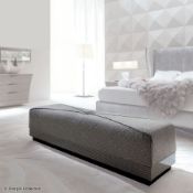 1 x GIORGIO Alchemy Luxury Italian Bench Upholstered In Silver Lizard Printed Leather - RRP £3,800
