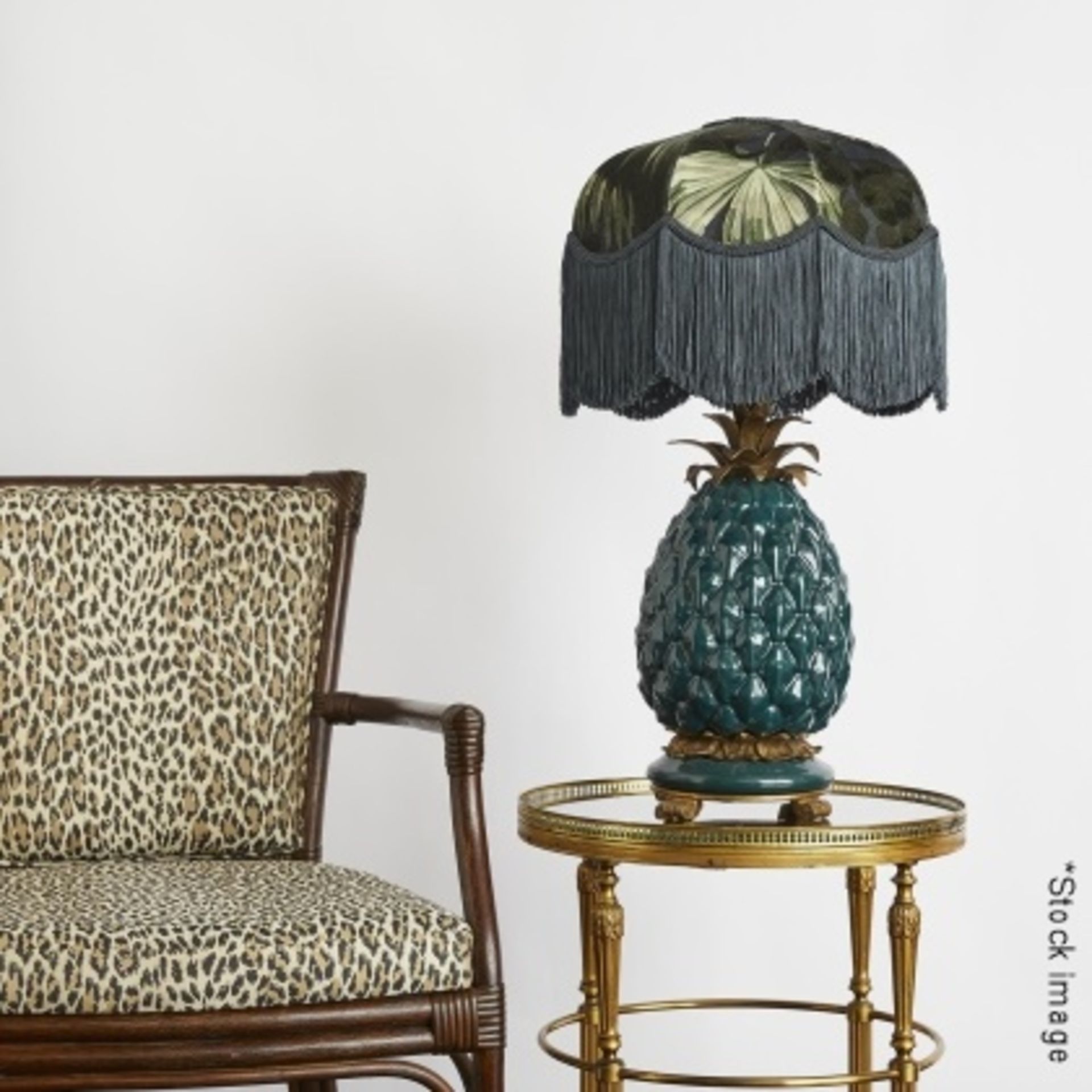 1 x HOUSE OF HACKNEY 'Ananas' Ceramic Pineapple Lamp Stand Petrol - Original RRP £545.00 - Ref: