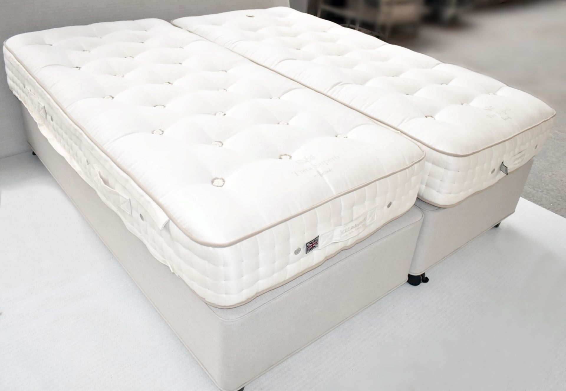 1 x VISPRING 'Tiara Superb' Super King Zip-link Mattress With Soveriegn Divan Bed Base - RRP £9,475