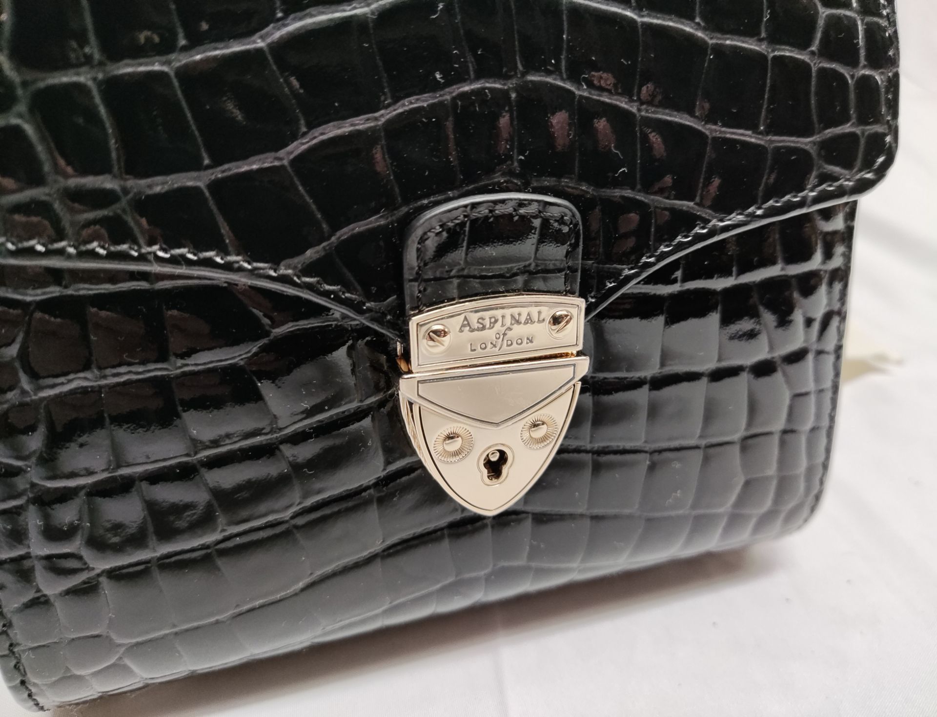 1 x ASPINAL OF LONDON Mayfair Micro Deep Shine Small Croc Bag In Black - Boxed - Original RRP £495 - - Image 3 of 17