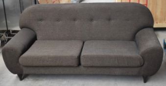 A Contemporary Button-back Sofa Upholstered In A Premium Woven Brown Fabric - Ref: WH2 - CL999