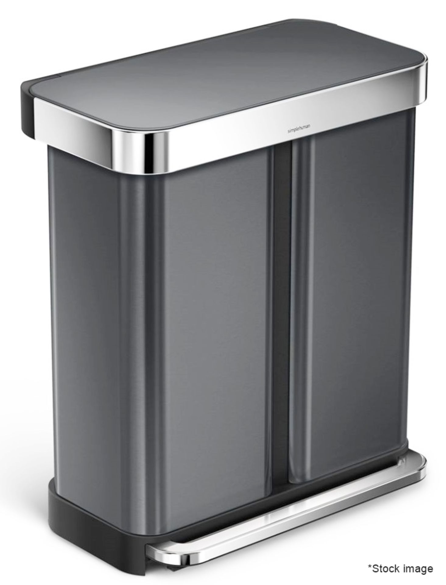 1 x SIMPLEHUMAN Rectangular Dual Compartment Pedal Bin (58L) - Original Price £200.00 - Unused Boxed