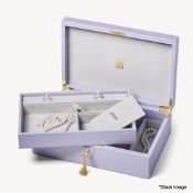 1 x ASPINAL OF LONDON Savoy Small Jewellery Box In Deep Shine English Lavender Croc - Boxed -